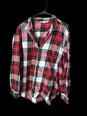 Old Navy The Classic Shirt Womens XXL Red Plaid Flannel Button Down